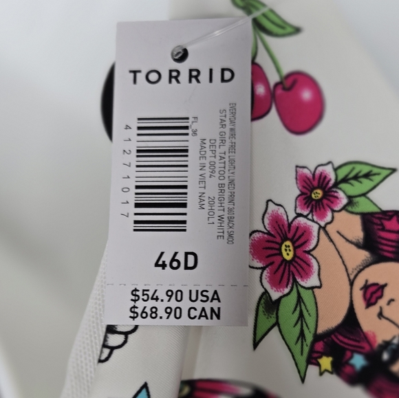 NWT, Torrid size 46D, dream wire free lightly lined - Picture 5 of 5